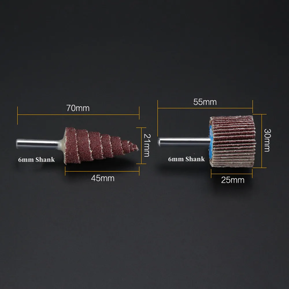 1/3/5Pc Sanding Wheel Grinding Head 6mm Shank Diameter Conical/Cylindrical Abrasive Tools Sandpaper Rust Removal for Rotary Tool