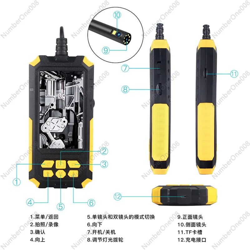 

HD Industrial Endoscope Integrated Machine with Screen Dual Lens Pipeline Camera Overhaul Visual Inspection Mirror