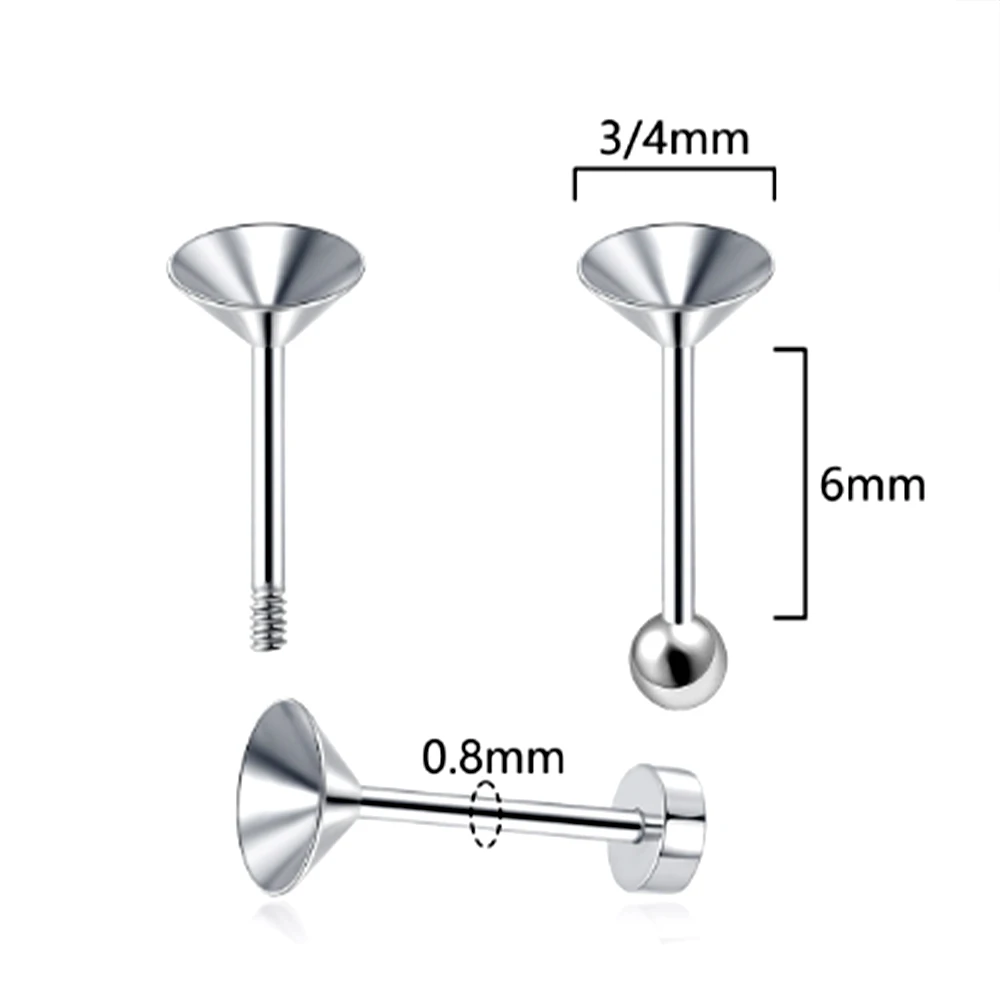 Wholesale 10pcs/Lot G23 Titanium DIY 3/4mm Bezel Blanks Stud Earring Screw Back Earring Posts Finding for Holding Pearl Stone