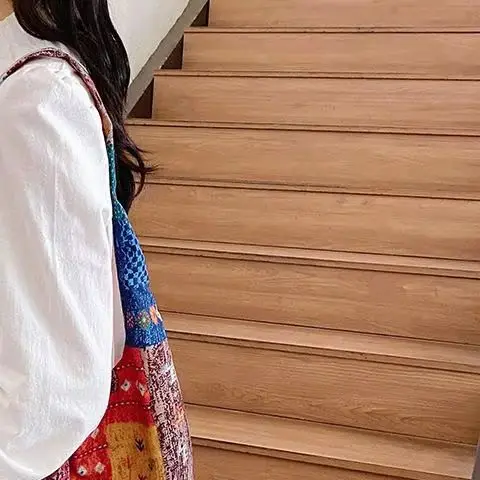 

1Pcs Chic Fanshion Ethnic Style Patchwork Bag Bohemian Shoulder Bag Casual Large Capacity Commute Shopper Tote Bags