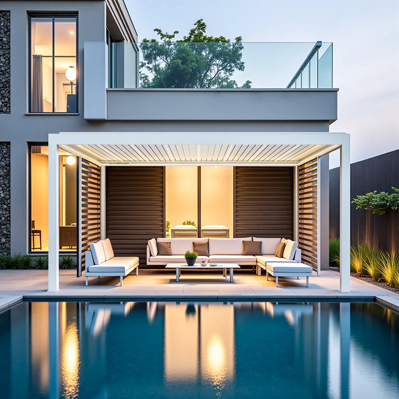 

Cantilevered Aluminum Pergola 6063 T6 Motorised Lourved Garden Walkway Gazebo Breezeway