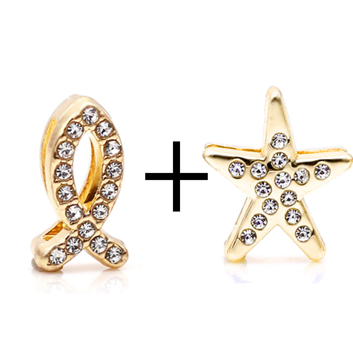 Dinglly 2Pcs Golden Animal Ladybug Beaded Crown Charm For 10mm Bracelet Fashion Wristband Jewelle High Quality Accessories Beads