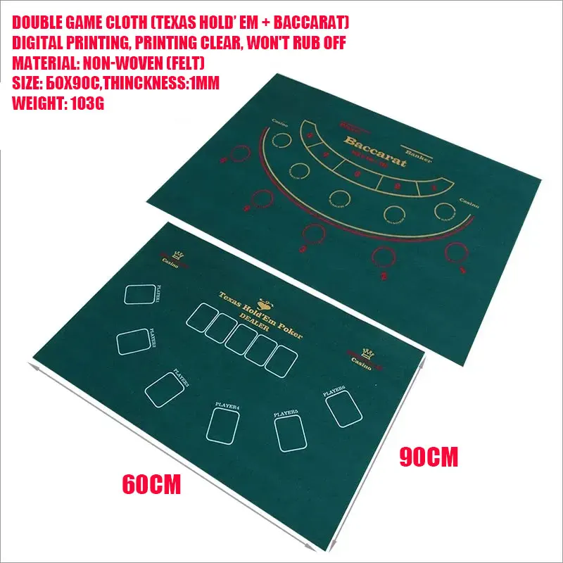 

Двусторонний коврик Texas Hold'Em Baccarat 60x90 см, игровая ткань, стол, казино, настольный нетканый материал, развлекательные аксессуары