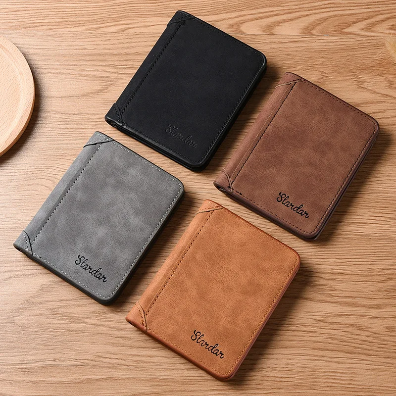 

Men Wallets Credit Card/ID Holder Vintage Brand 2024 Male Wallet High Quality PU Material Photo Holder Foldable Short Men Purse