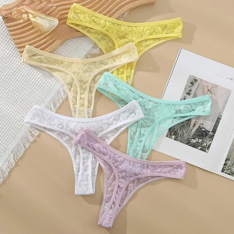 Women Panties Plus Size T-back Sexy Underwear Men Lace Thong Transparent Mesh G-string Breathable Male  Underwear Women