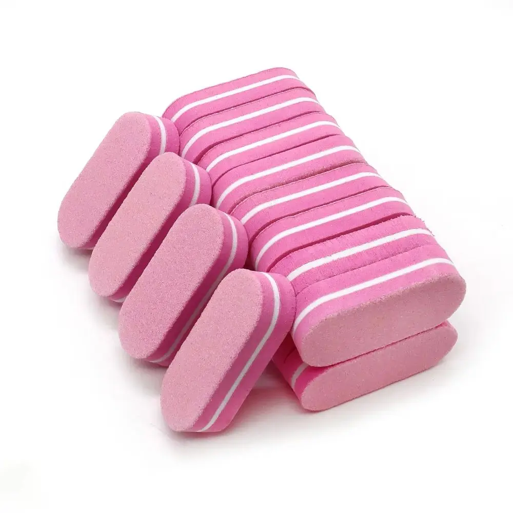 20/50/100 Stück Mini-Schwamm-Nagelfeile 100/180 Körnung Rosa Nagelpufferblock Doppelseitiger Schleifblock Nagelhautentferner Maniküre-Feilen