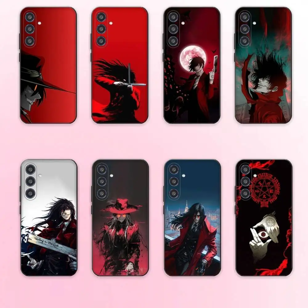 H-HELLSING 만화 전화 케이스 삼성 갤럭시 A73,A72,A71,A70,A53,A52,A51,기타 소프트 블랙 커버