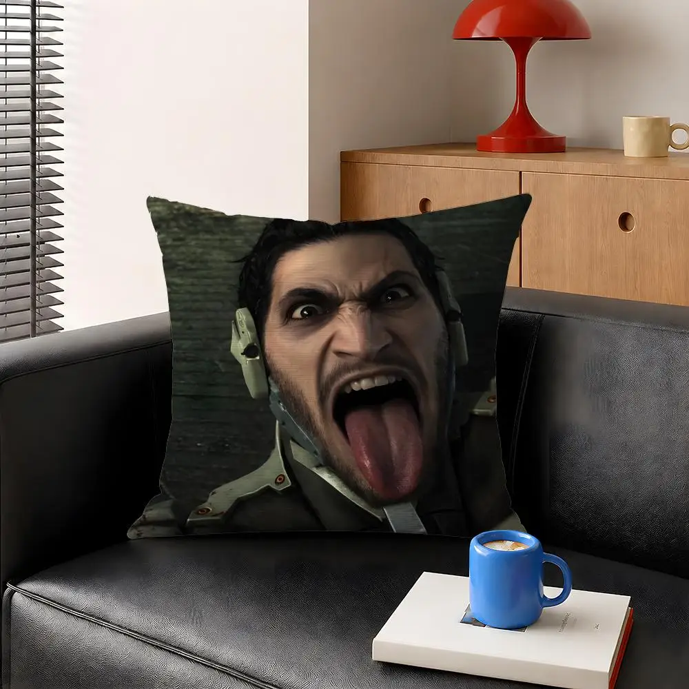 Game Metal Gear Solid MGS Snake Cushion Cover Decorative Pillowcase Soft Short Plush Cozy Durable Sofa Home Decor Items Gift