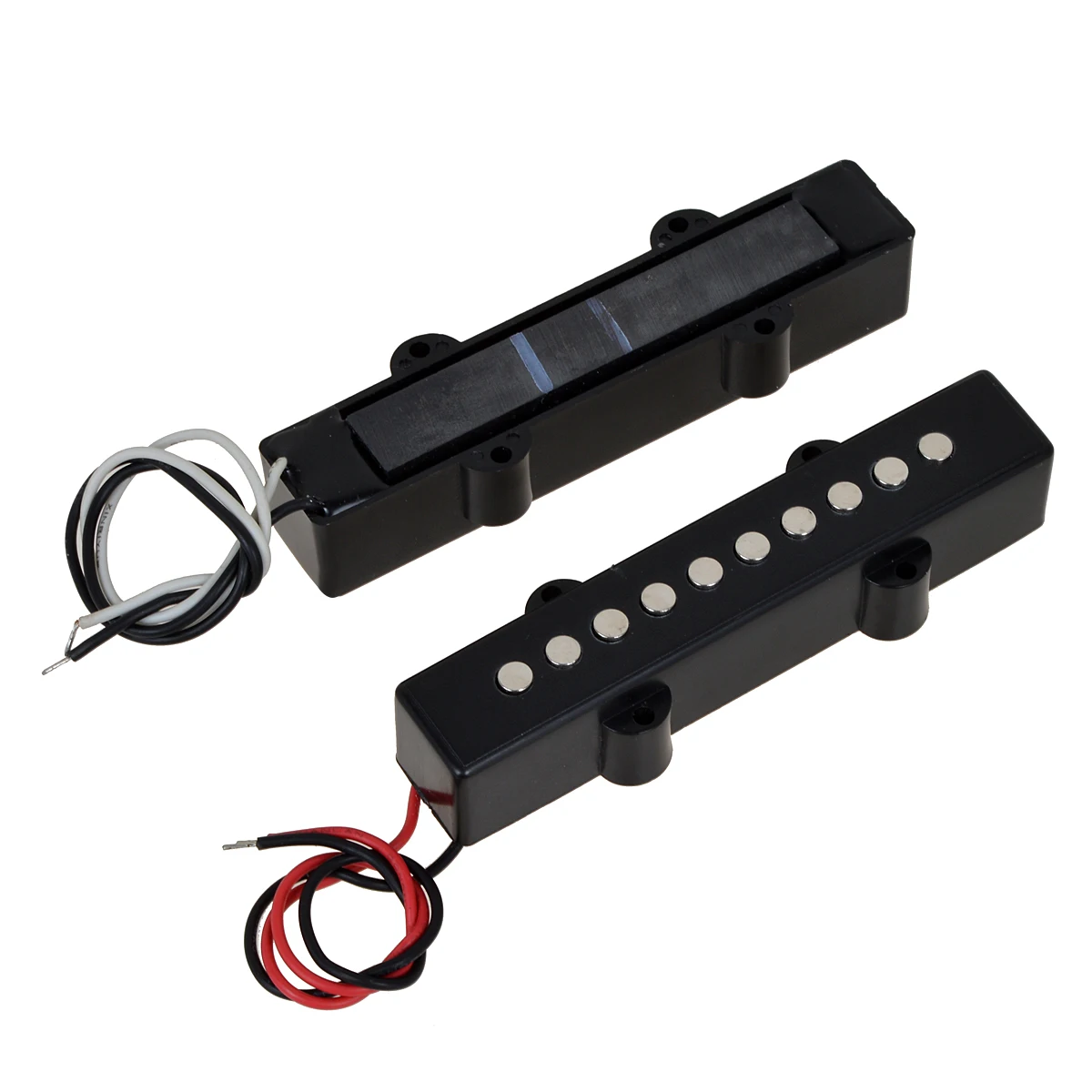 Pair of 5 String Bridge Neck Pickups Set for Fender Jazz Bass Black Open Style