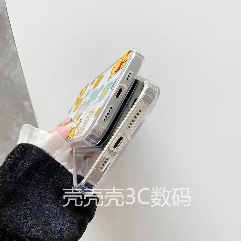 Niedliche Pooh-Bären-Magnet-Handyhülle für Samsung Galaxy S25 S24 S23 S22 S21 S20 FE Edge Plus Ultra 5G Soft Clear TPU Cover