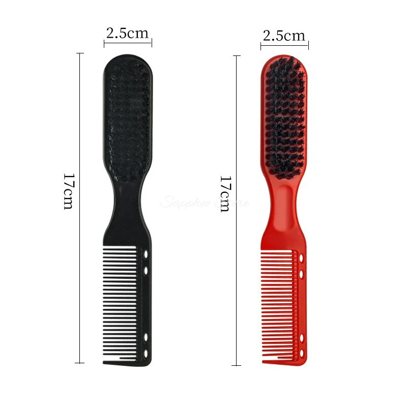 

1PC Double-sided Comb Brush Portable Black Red Beard Hair Styling Pro Shave Dual head dual-use Barber Carving Cleaning Brush