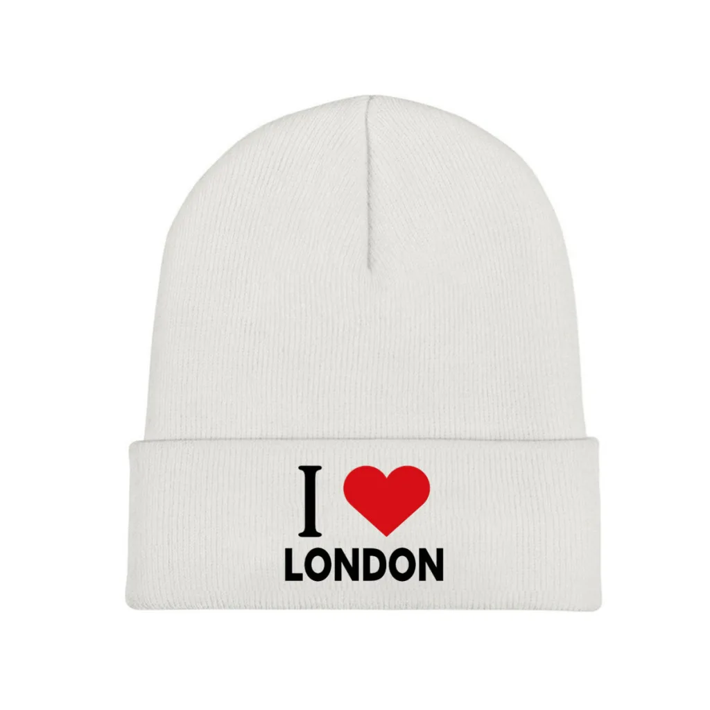 I love London, I heart London Beanie Knitted Hat Caps Fur Women Men Bonnet Winter Warm