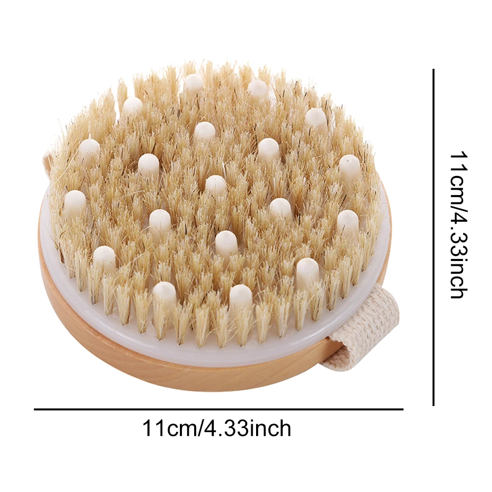 

Exfoliating Brush Round Dry Brushing Shower Skin Brush Wooden Brush for Wet and Dry Brushing