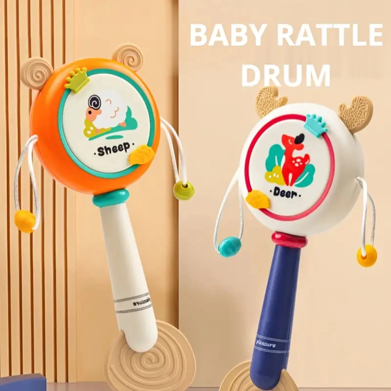 Drum-shaped Rattle Early Educational Hand Shaking Drum Toys (style Random) Brinquedo bebe  a  meses Newborn accessories Sonajero