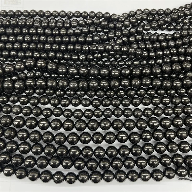 Jet Amber Coal 6/8/10MM Gagate Gagitite Rare 100% Natural Smooth Round Loose Beads For Jewelry Making Design Black Gemstone