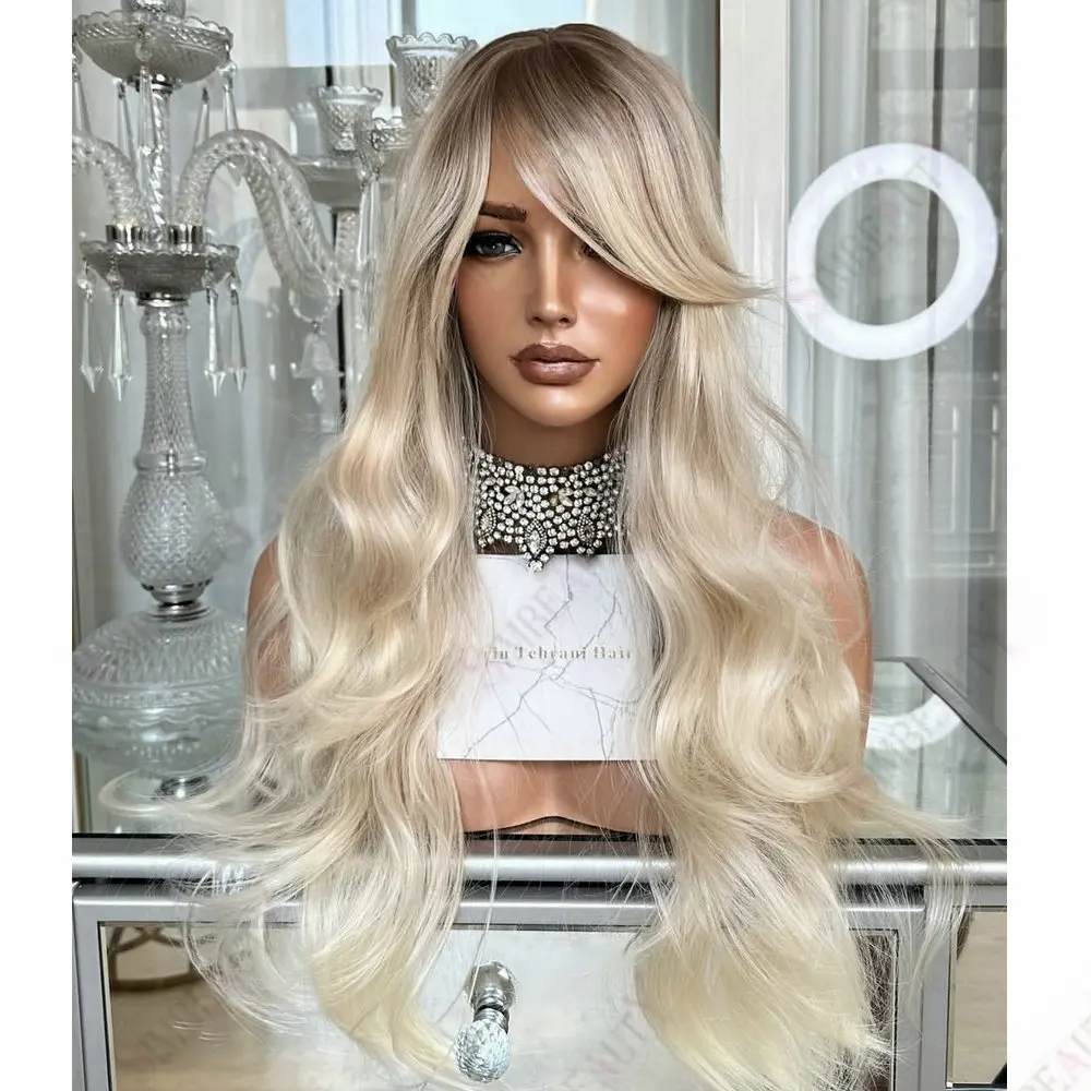 باروكات دانتيل كاملة غير قابلة للاكتشاف شعر بشري دانتيل شفاف للنساء أشقر داكن جذر Balayage بلاتيني أشقر 13x6 باروكات أمامية من الدانتيل #1