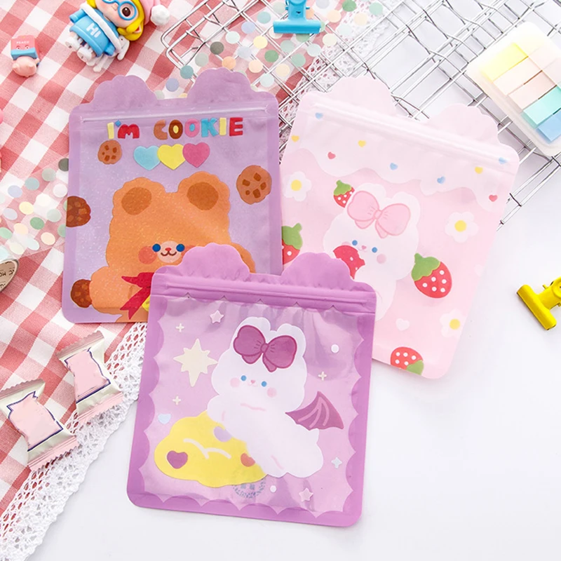 5pcs Cute Bear Rabbit Snack Ziplock Bag Biscuits Candy Small Packaging Bag Party Gift Hand-Made Snack Packaging Bags Home