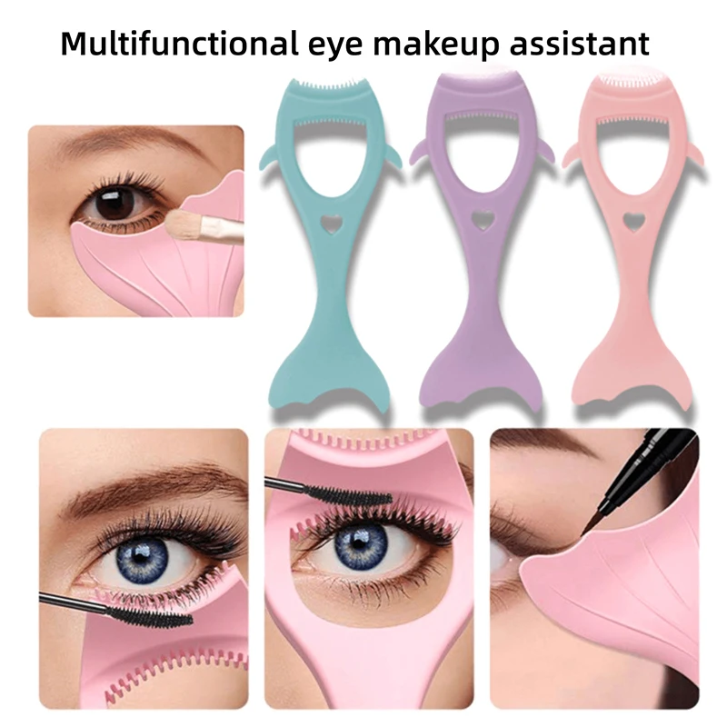 Aplicadores de delineador de ojos en forma de sirena, guías, protector de máscara para maquillaje, plantillas reutilizables para ojos, pestañas, sombra de ojos, máscara de labios