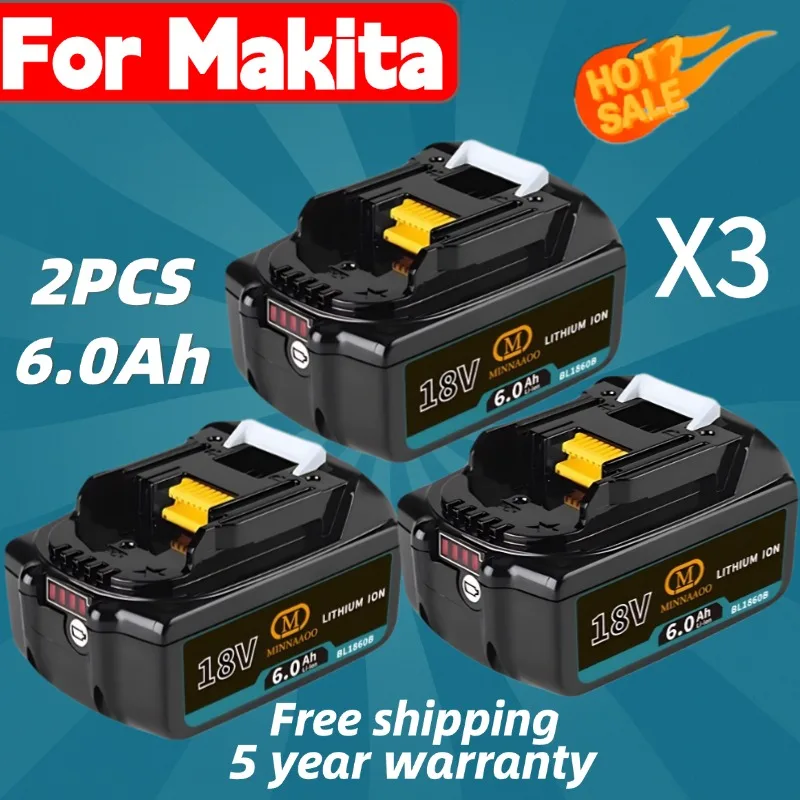 

Подлинная литий-ионная аккумуляторная батарея Makita 18 В, 6 Ач/5 Ач, двойное время работы для инструментов DGA404 DTW285 DHP487