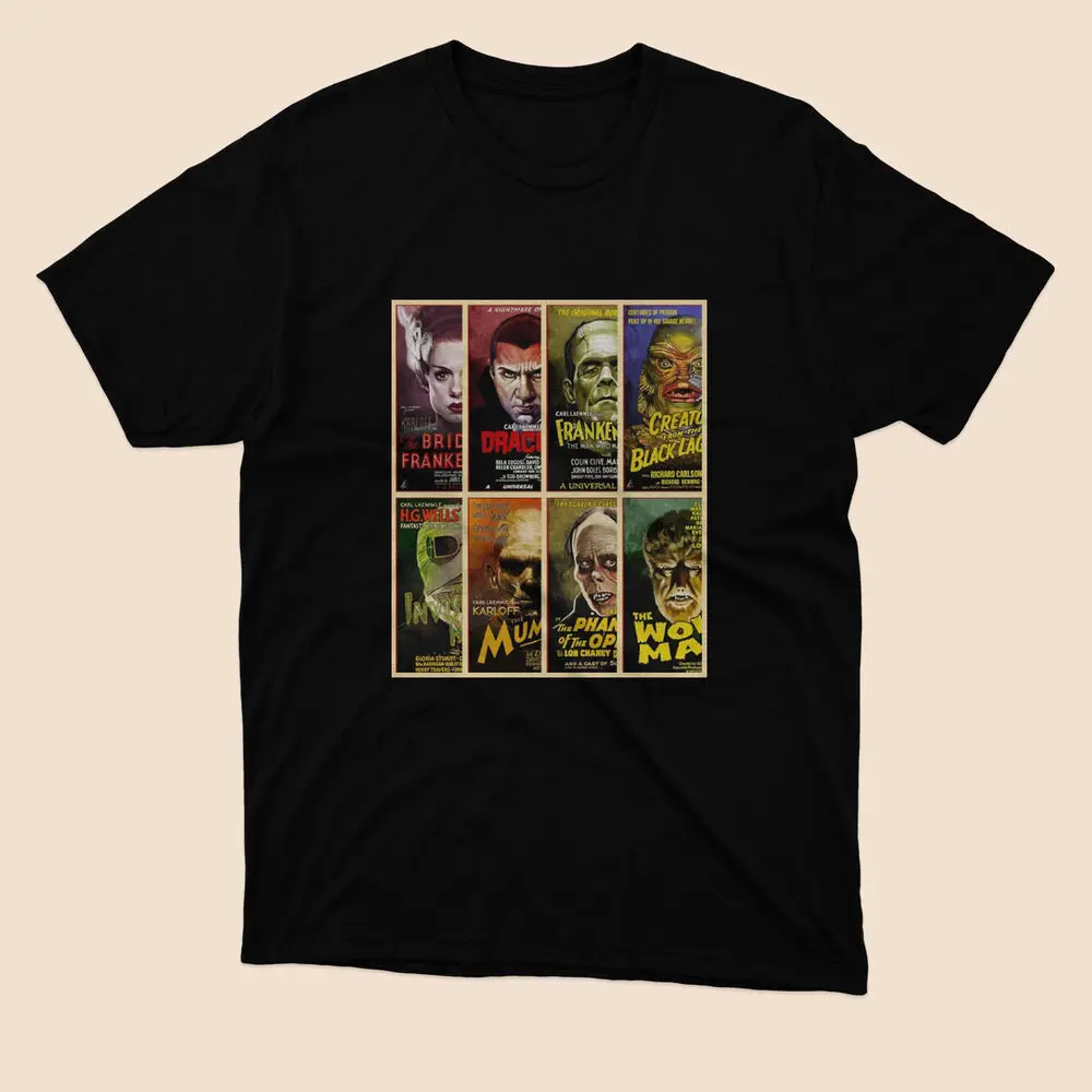 Limited Poll Universal Monsters American Logo T-Shirt Black Size S to 5xl