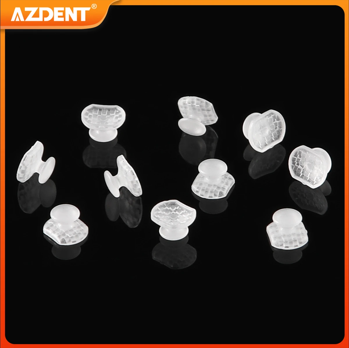 10PCS/Pack Dental Orthodontic Lingual Buttons AZDENT Composite Clear Ceramic Bondable Round and Rectangular Base