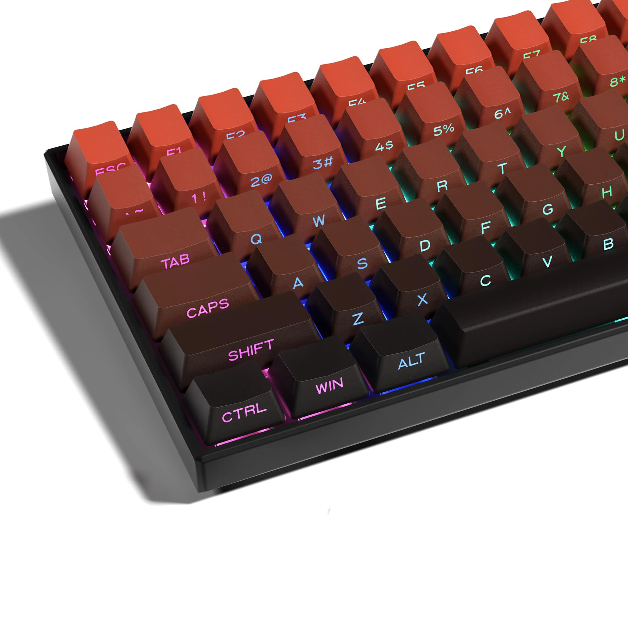 

Double Shot PBT Keycaps Cherry Profile Gradient Red Side Print Shine Through Keycaps for MX Switches Mechanical Gaming Keyboard