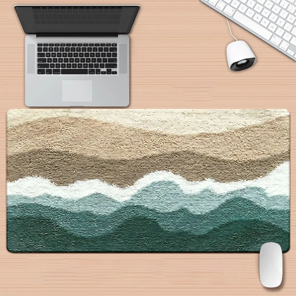 Abstract Terrain Wave Desk Mat Large Non-Slip Rubber Gaming Mouse Pad for Office and PC Workstation