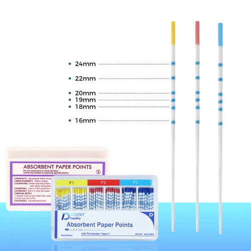 Imagen 2 del producto 3 cajas de puntos de papel absorbentes 02/04/06/F conos endodónticos materiales dentales puntos de papel de conducto radicular PP estéril alta absorción
