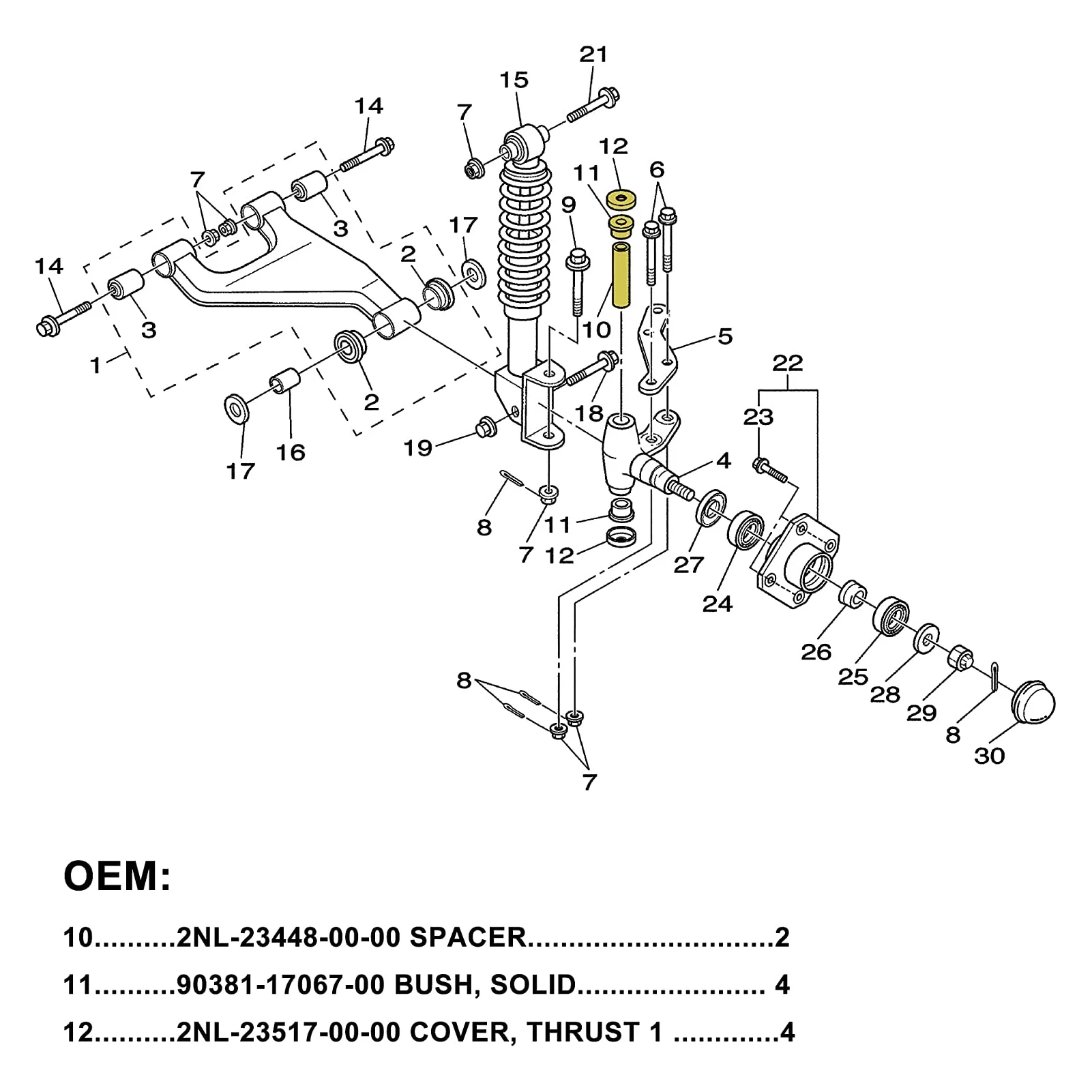 طقم جلبة دبوس الملك 90381‐17067‐00 طقم مفصل التعليق لمحرك G22 G29 2 2003 UP عربات الغولف الكهربائية بالغاز
