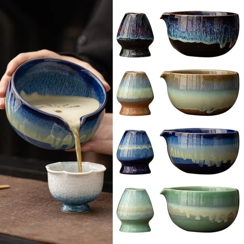 

Ceramic Matcha Bowl Set Kiln Discoloration Large Capacity Tea Salad Soup Bowl High Temperature Resistant Smooth