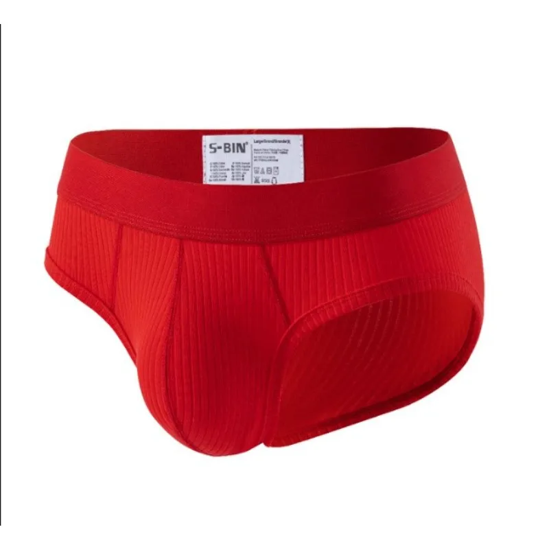 Men's pure cotton underwear low waist solid color briefs summer breathable threaded shorts elastic 222