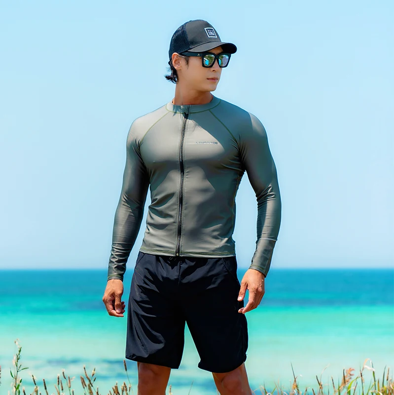 زي سباحة حماية من الأشعة فوق البنفسجية للرجال من سايلي بي بأكمام طويلة زي سباحة رجالي راشغوارد واقي للتصفح قميص للسباحة والإبحار شحن سريع