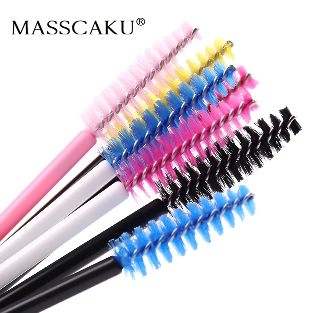 MASSCAKU High Quality 50pcs Eyelash Extensions Brush Disposable Eyebrow Brush Mascara Wand Applicator Lash Cosmetic Brushes