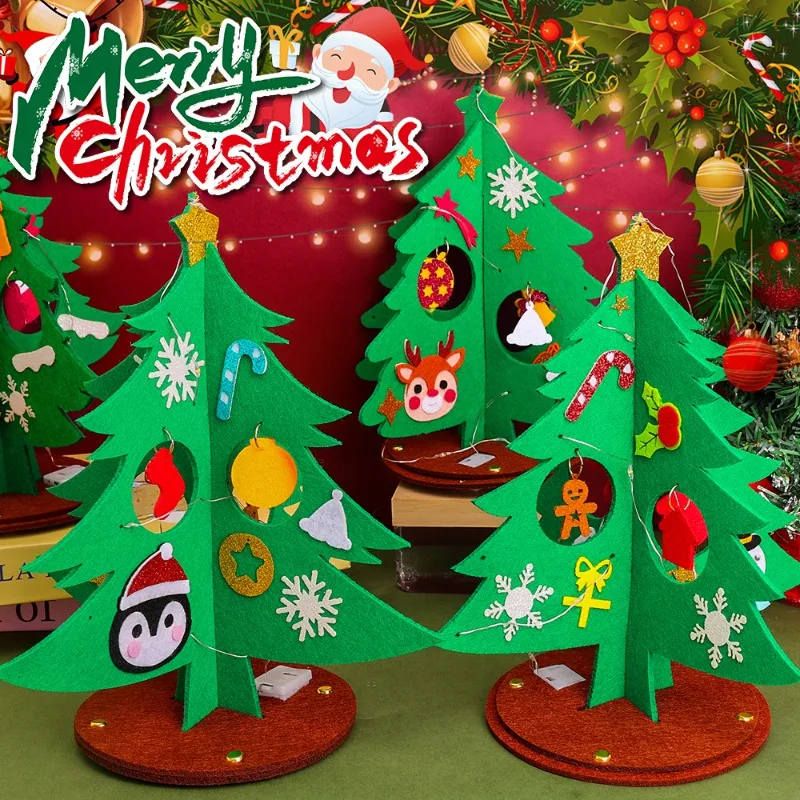 

Ткань «сделай сам», Рождественская елка, настольная кнопка, светящийся рождественский светильник на батарейках, украшение для дома, вечеринки, декоративные принадлежности, детский подарок ручной работы