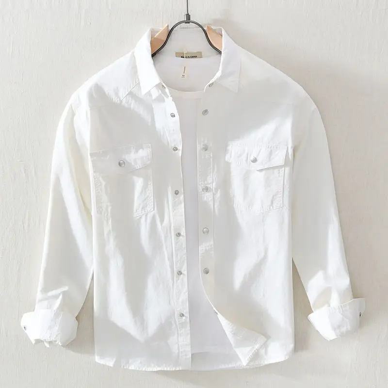 

Youth Korean Style Fashion Long Sleeve Shirts 2023 Mens Harajuku Oversized Solid Color Shirt Button Up Shirts Blouses R04