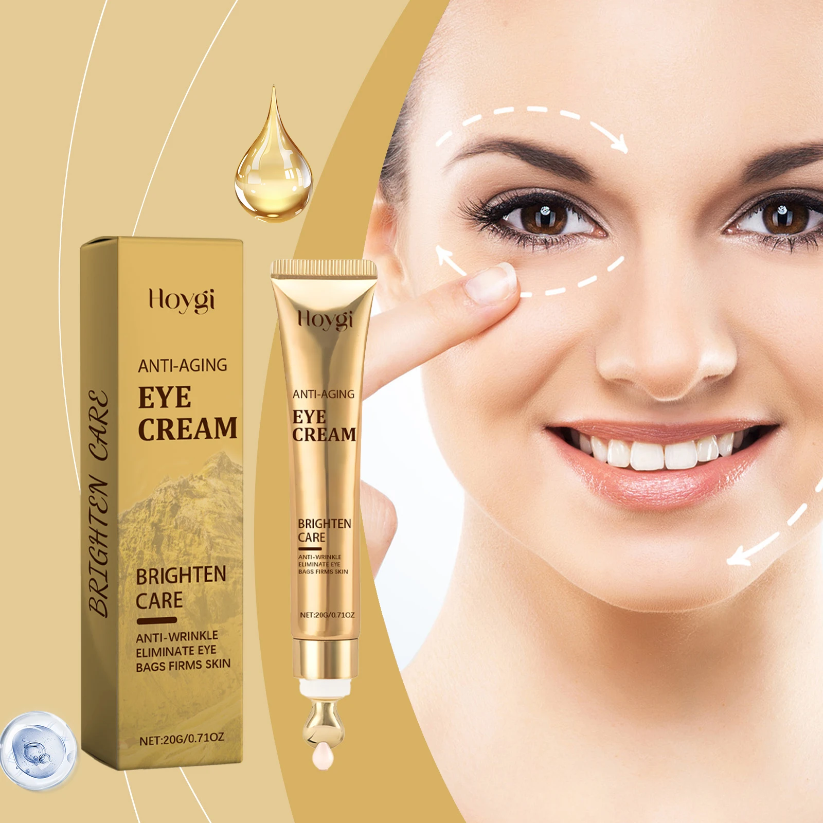 ครีมบำรุงรอบดวงตากระชับ ยกกระชับถุงใต้ตา กำจัดรอยคล้ำ ลดเลือนริ้วรอย ต่อต้านอาการบวม ให้ความชุ่มชื้นอย่างล้ำลึก ครีมบำรุงรอบดวงตาไนอาซินาไมด์