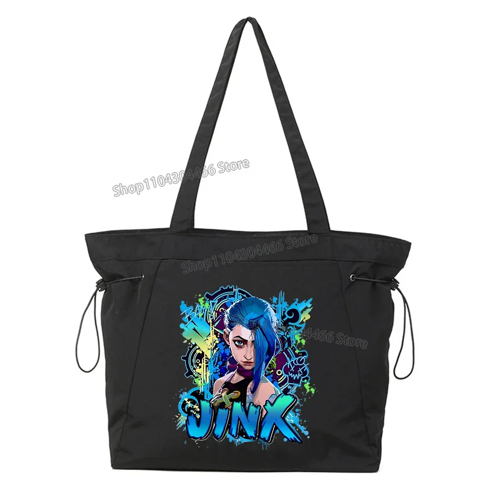 Arcane Tote Bag for Men,women Jinx Arcane VI Bags Anime Printed Canvas Bag Trendy Top-Handle Bags for Work Commuting Carrying