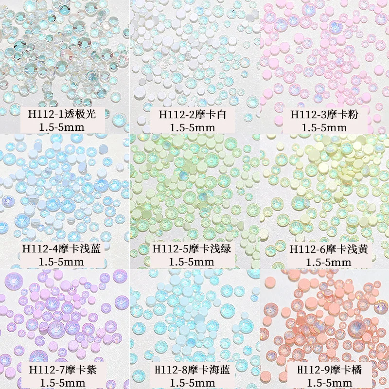 360PCS Mix 1.5-5MM Sparkle Mocha Protein Flatback Round Diamond Crystal Glass Nail Art Rhinestones Decorations Manicure Charms