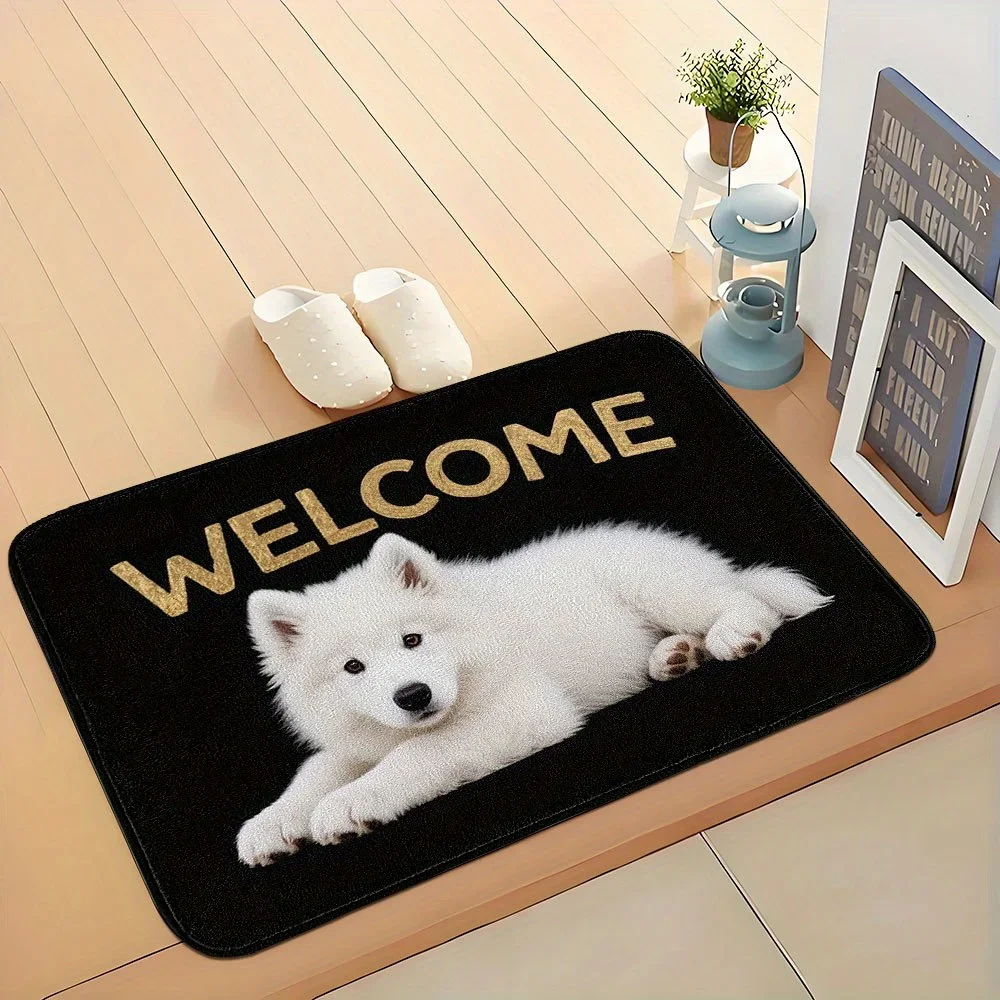 Cute Yorkshire Terrier Dog Print Door Mat, Highly Absorbent Non-Slip Entrance Rug, Washable Indoor Outdoor Carpet for Bathroom