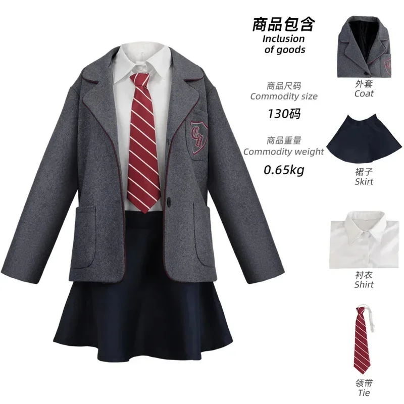 Movie Roald Dahls Matilda The Musical Dress Matilda Costume Kids Women Girls School Uniform Coat Hat Skirt Cosplay Costume Suit