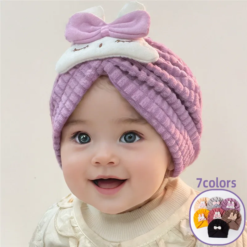 قبعة الطفل لطيف القوس عقدة عمامة الوليد قبعة هندية جميلة الفتيات إكسسوارات الشعر غطاء الرأس المرن #1