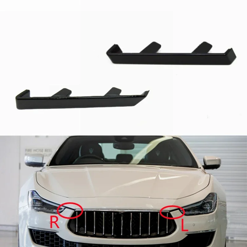 Front Bumper Left Right Plate Bracket Glossy Black Trim Holder For Maserati Ghibli M157 2014-2020