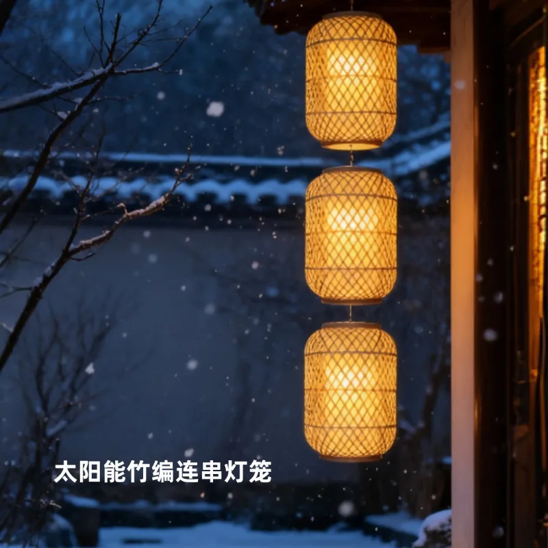 Solar Bamboo Outdoor Equipment, Waterproof Antique Craft Gear for Teahouse Restaurant Hot Pot Store Scenic Spots