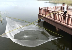 Finefish Nylon Line Moving 1X1CM Small Mesh Fishing Net Carried Automatic Lobster Catch Fish Net Manual Pick Cast Net