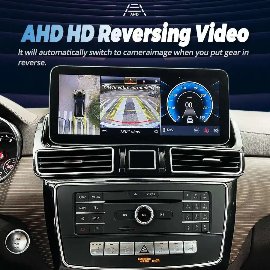 سيارة مشغل وسائط متعددة شاشة LCD اللاسلكية Carplay لتحديد المواقع والملاحة لمرسيدس بنز ML GL GLE GLS W166 X166 2012-2018 أندرويد 14