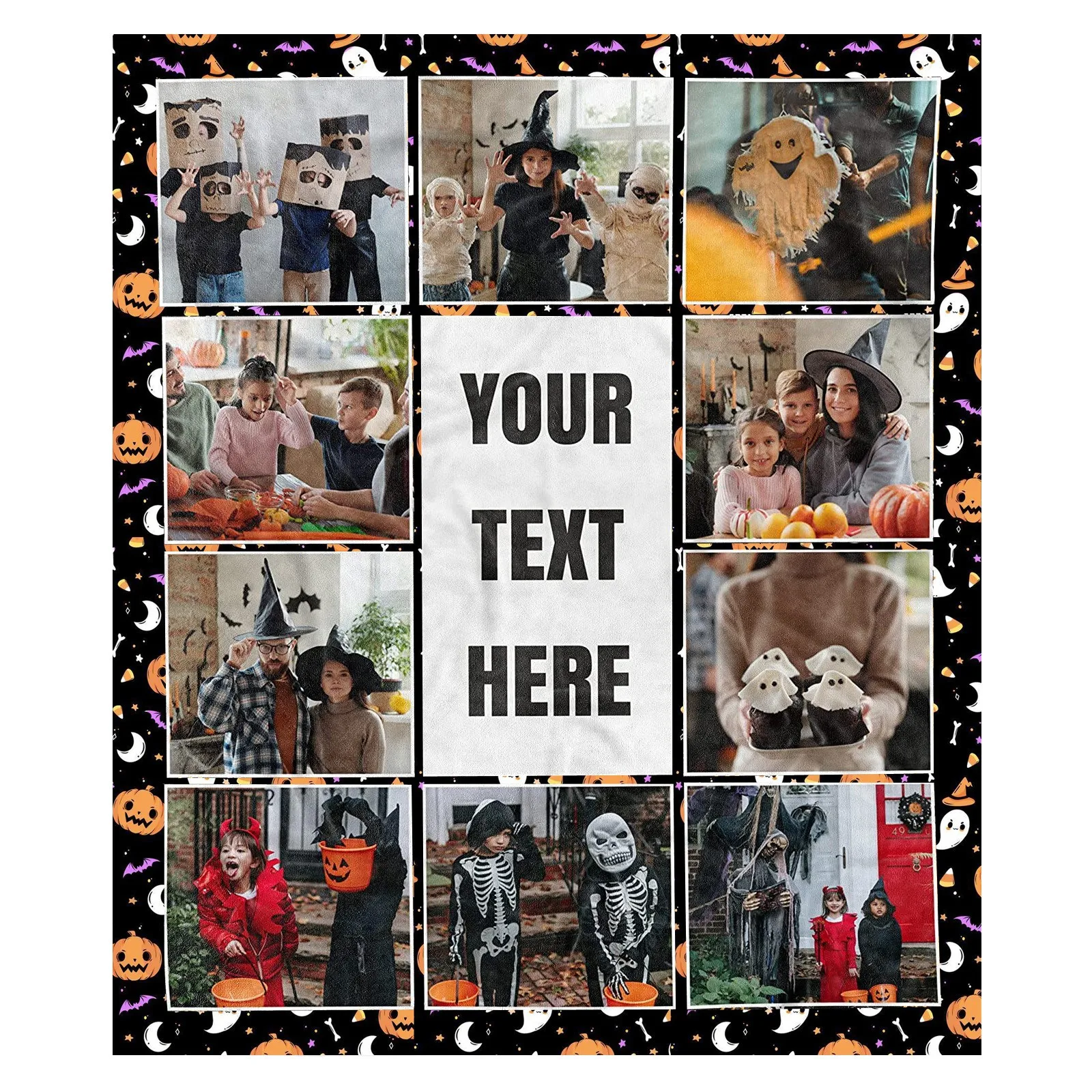 Personalized Customized Halloween And Christmas Flannel Blankets, Travel Blankets, Image DIY Surprise Gifts Four Seasons