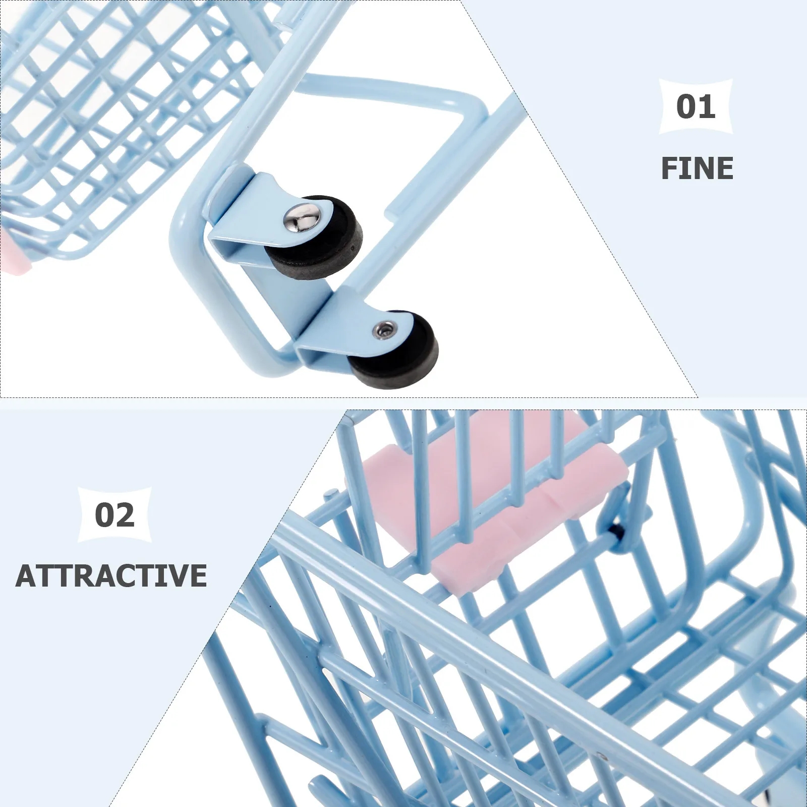 

Shopping Cart Ornaments Small Baby Mini Cute Things Girls Miniature Iron Trolley Toy