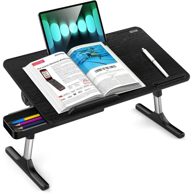 LT05 Adjustable Laptop Table, Lap Desk, Portable Standing Bed Desk, Foldable Sofa Breakfast Tray, Notebook Computer Stand