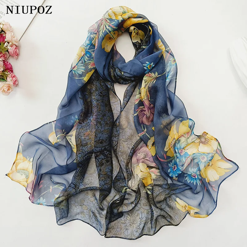 Half Color Flower Women Foulard Elegant Chiffon Georgette Bandana Scarf Summer Beach Sunscreen Thin Hijab