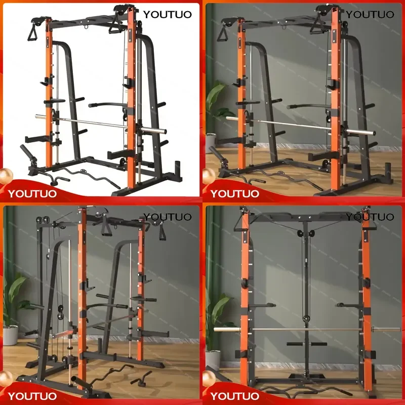 Factory Popular Smith Machine Commercial Power Cage Squat Rack Cable Crossover Trainer Gantry Rack Strength Exercise